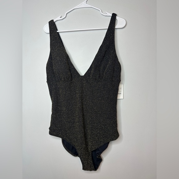 Andie Swim The Augustine One Piece Black Gold Glitter Women's Swimsuit NWT XL - Picture 3 of 10